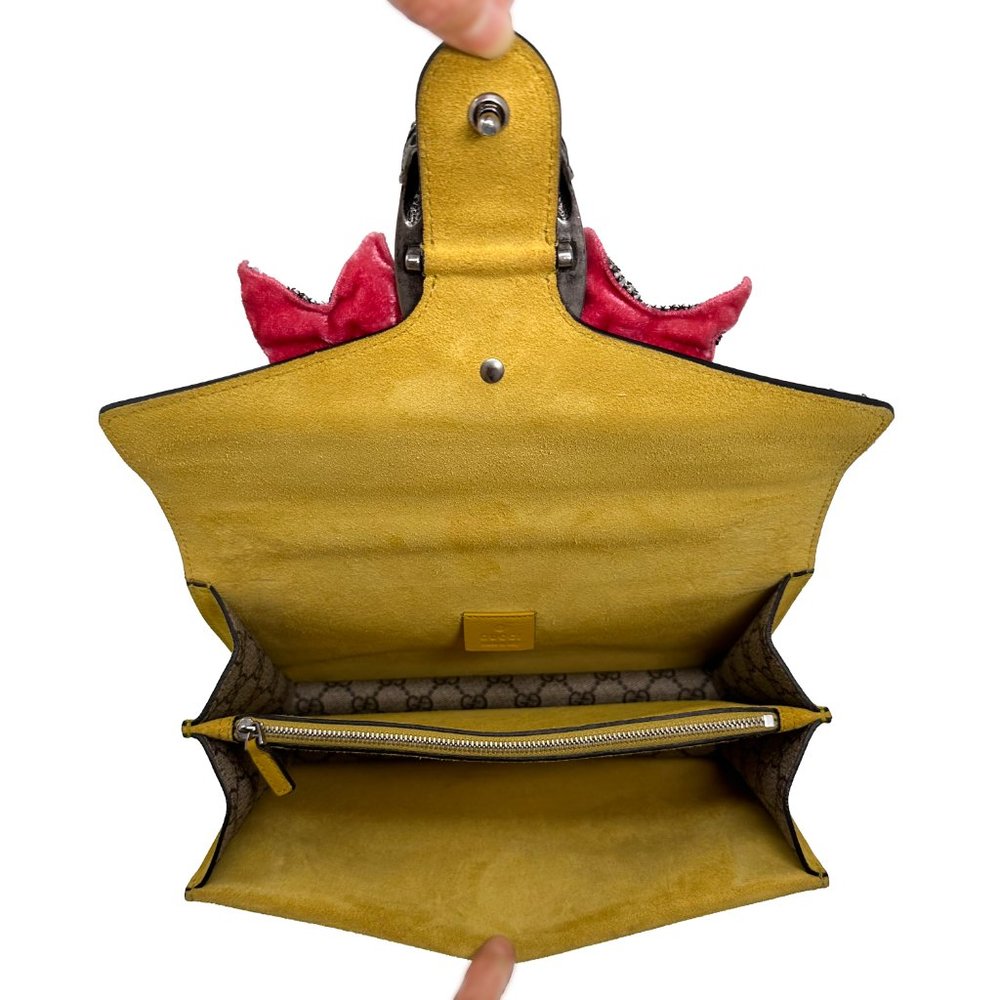 Gucci GG Supreme Monogram Crystal Bow Embroidered Small Dionysus Shoulder Bag - Picture 6 of 7